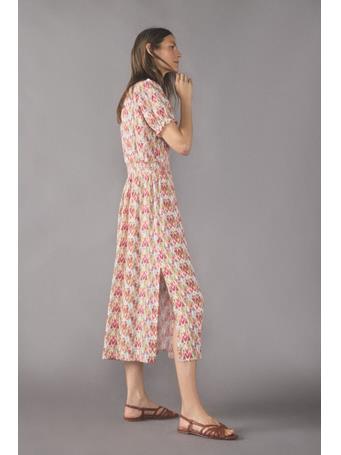 CORTEFIEL - Long V-Neck Dress RED PRINT