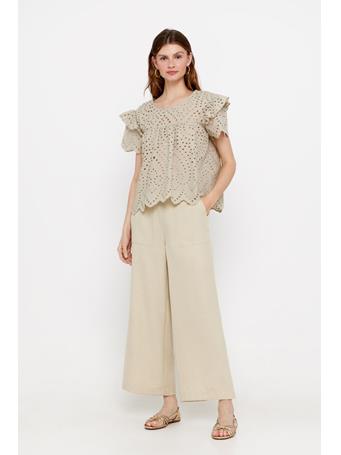 CORTEFIEL - Wide Ankle Pants BEIGE/CAMEL