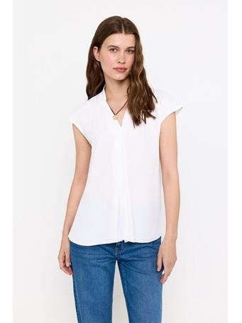 CORTEFIEL - Flowy Blouse with V-Neckline WHITE