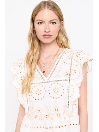 CORTEFIEL - Embroidered Blouse with Ruffle WHITE