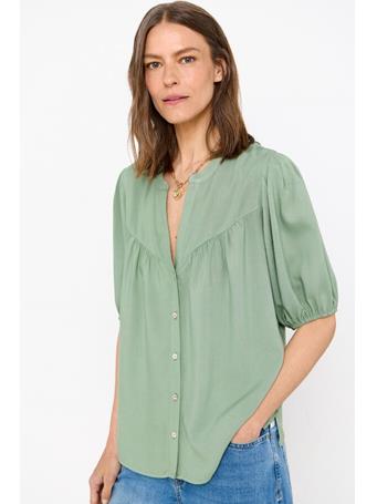 CORTEFIEL - Short Sleeve Printed Blouse LIGHT KHAKI