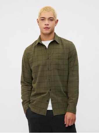 GAP - Flannel Shirt OLIVE WINDOWPANE