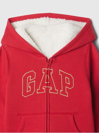 GAP - Logo Sherpa-Lined Zip Hoodie MODERN RED