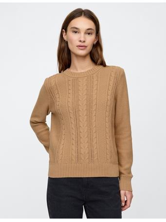 GAP - Cable-Knit Crewneck Sweater CAMEL HAIR