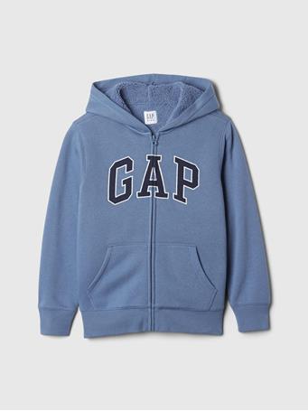 GAP - Kids Logo Sherpa Zip Hoodie BAINBRIDGE BLUE
