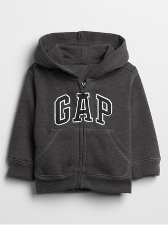 GAP - babyGap Logo Zip Hoodie B85 CHARCOAL HTHR GREY