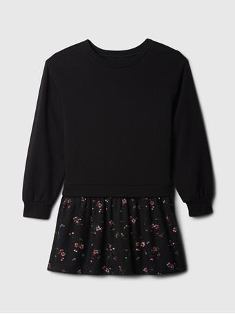 GAP - Kids Relaxed Sweater Dress BLACK FLORAL