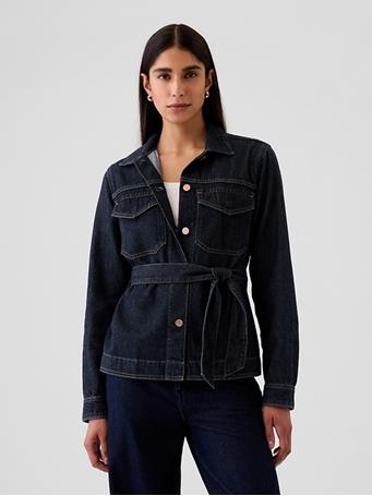 GAP - UltraSoft Denim Belted Jacket DARK WASH INDIGO 119