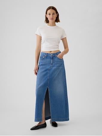GAP - UltraSoft Denim Maxi Skirt LIGHT WASH INDIGO 118