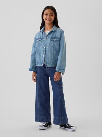 GAP - Kids High Rise Stride Wide-Leg Ankle Jeans DARK WASH