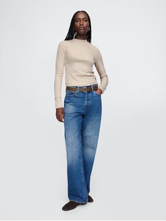 GAP - Essential Rib Mockneck T-Shirt MOONSTONE