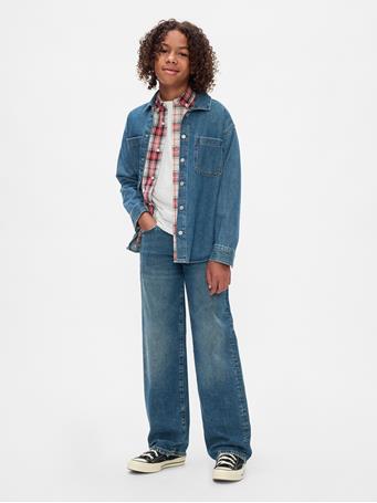 GAP - Kids Organic Cotton Poplin Shirt RED PLAID