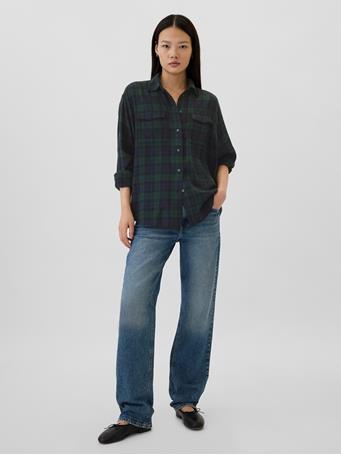 GAP - Plaid Flannel Big Shirt BLACKWATCH PLAID