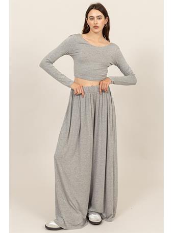 HYFVE - Long Sleeve Crop Top And Pants Set GREY