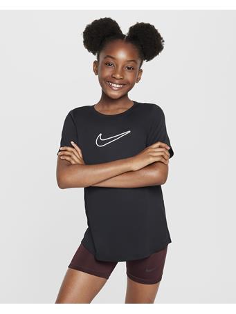 NIKE - One Fitted Big Kids' (Girls') Dri-FIT Short-Sleeve Top BLACK WHITE