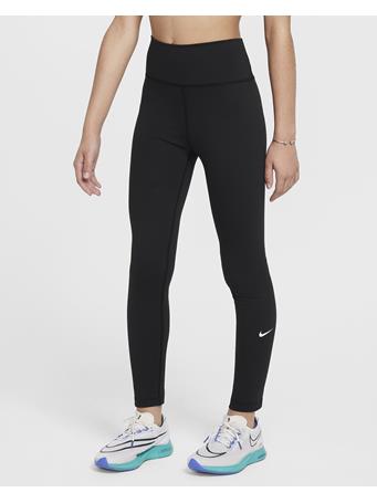 NIKE - One Big Kids' (Girls') Dri-FIT High-Waisted Leggings BLACK WHITE