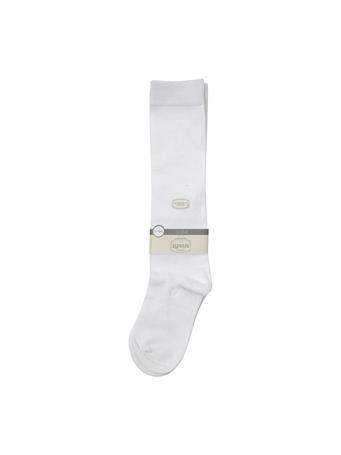 Flat Knit Knee High Socks WHITE