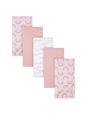 GERBER CHILDRENSWEAR - 5-Pack Baby Girls Pink Rainbow Flannel Receiving Blankets PINK