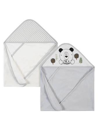 GERBER CHILDRENSWEAR - 2-Pack Baby Boys Bear Hooded Towels GREY