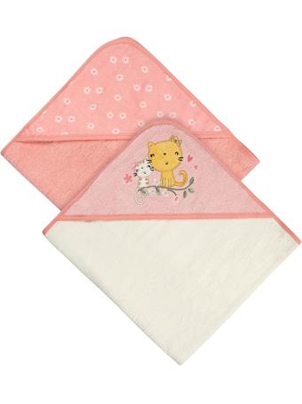GERBER CHILDRENSWEAR - 2-Pack Baby Girls Kitty Hooded Towels PINK