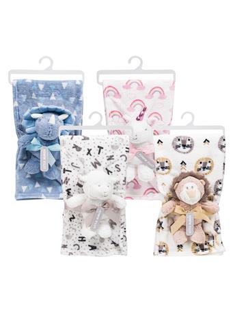 LITTLE MIMOS - Baby Blanket Set W/ Plush 4 Assortments NO COLOR