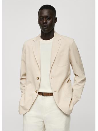 MANGO - Slim fit Linen Cotton-blend Blazer BEIGE