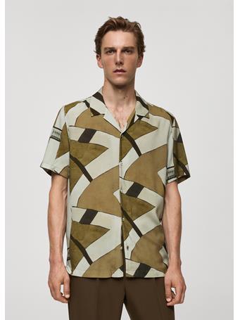 MANGO - Printed Flowing Shirt KHAKI