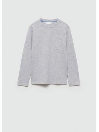 MANGO - Long Sleeve Cotton T-shirt GREY