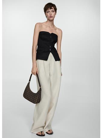 MANGO - Jacquard Shoulder Bag DARK BROWN