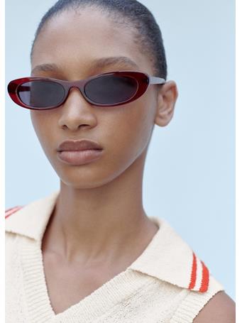 MANGO - Oval Sunglasses BRIGHT RED