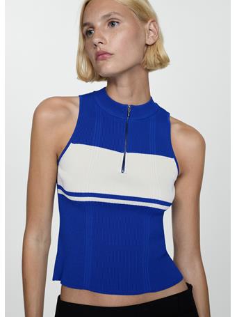 MANGO - Zip Ponte Top BRIGHT BLUE