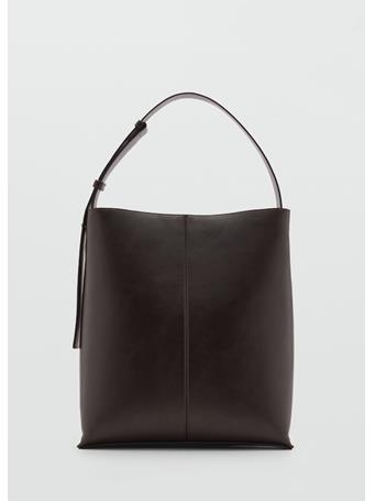 MANGO - Short Handle Shopper Bag DARK BROWN