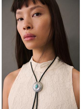 MANGO - Beaded Cord Necklace LT PASTEL GREY