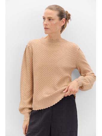 CORTEFIEL - Structured Knit Sweater BEIGE/CAMEL