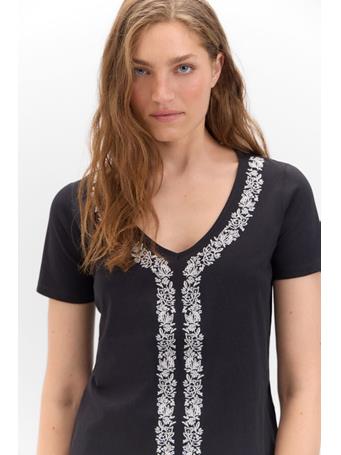 CORTEFIEL - V-Neck T-Shirt With Embroidery BLACK