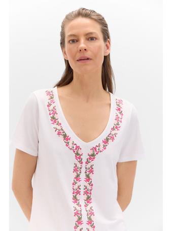 CORTEFIEL - V-Neck T-Shirt With Embroidery WHITE