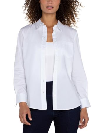 LIVERPOOL JEANS - Classic Button Front Poplin Shirt WHITE
