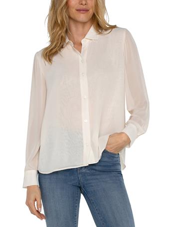 LIVERPOOL JEANS - Long Sleeve Shirt With Pleat Back CREAM