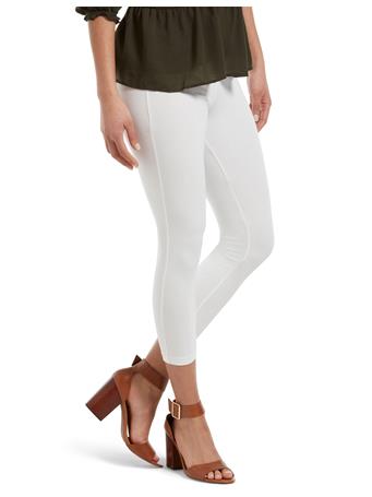 HUE - Wide Waistband Blackout Cotton Capri WHITE