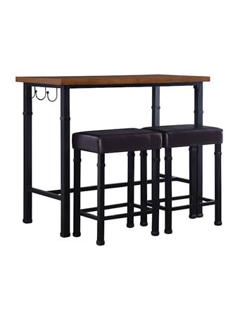 LINON - Austin 3 Piece Pub Set With Side Hooks BLACK