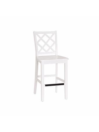 LINON - Mori 25.25 in. Seat Height Pure White Full back wood frame Counter Stool WHITE