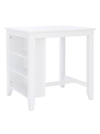 LINON - Mori Pure White Wood top 36 in. W 4 leg Counter Space Saving Dining Table Seat 2 WHITE