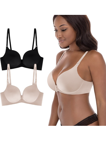 SOPHIE B - 2 Pack Wirefree Bra - Wirefree Super Soft No Wire Push Up Bra CAMB