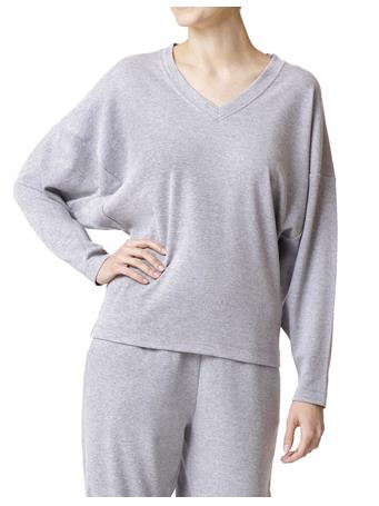 HUE - Wear Ever U R V-Neck Long Sleeve Dolman Tee GREY HEATHER