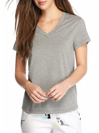HUE - Sleepwell Solid Short Sleeve V-neck T-Shirt GREY HEATHER