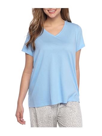 HUE - Plus Size Sleepwell Solid Short Sleeve V-Neck Sleep T-Shirt BELLA BLUE