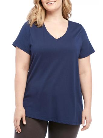 HUE - Plus Size V-Neck Tee MEDIEVIL BLUE