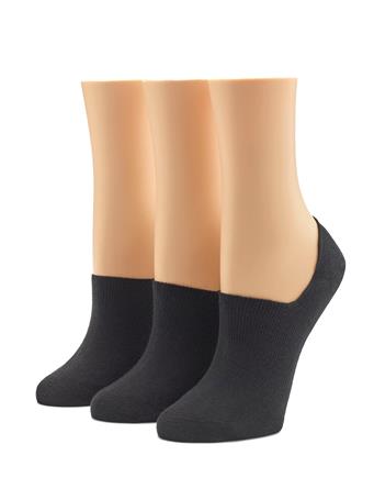 HUE - Cotton No Show Arch Hug Sock - 3 Pair Pack BLACK