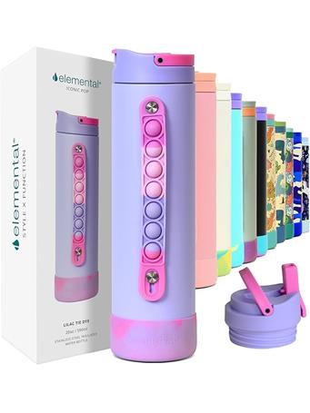 ELEMENTAL - Kids Water Bottle with Straw Lid LILAC TIE DYE