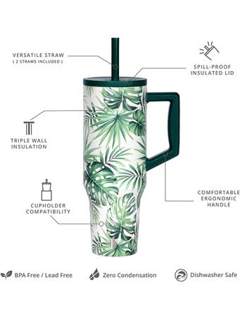 ELEMENTAL - Tumbler with Handle and Straw MONSTERA